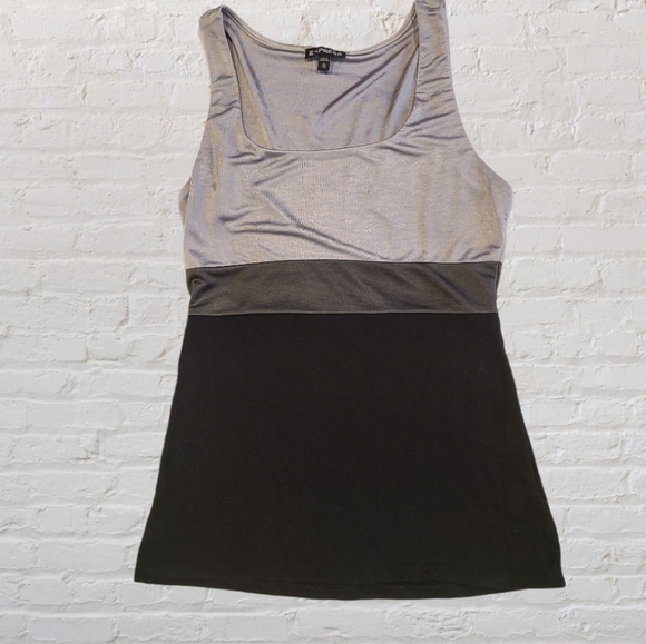 EXPRESS ❤4/$18 Shiny Silver Gray & Black Top - Picture 1 of 6